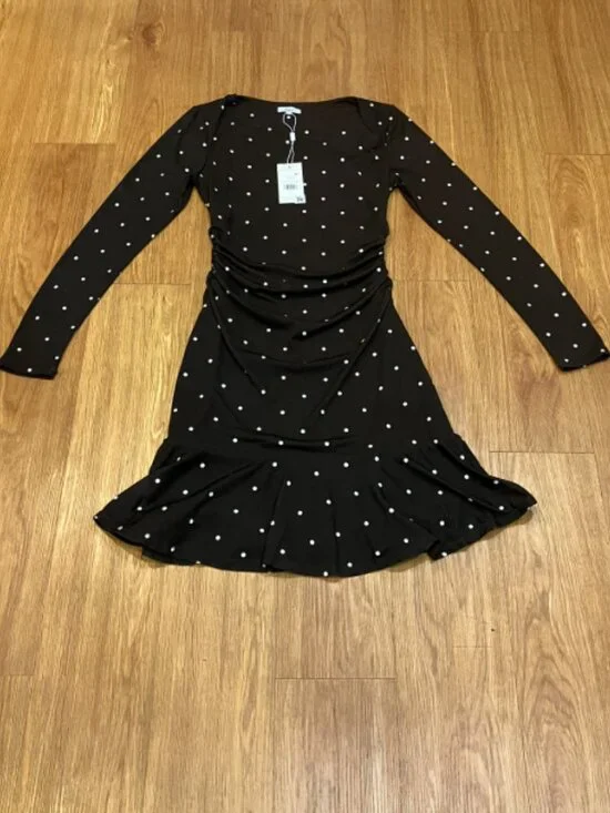 Rails Celano  Mini Dress Cocoa Polka Dots Ruffle Hem Size M - Picture 5 of 10